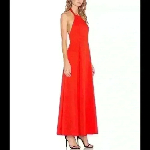 NBD x Naven Twins Revolve Red Halter Sleeveless Formal Zip Back Maxi Dress - Picture 1 of 9